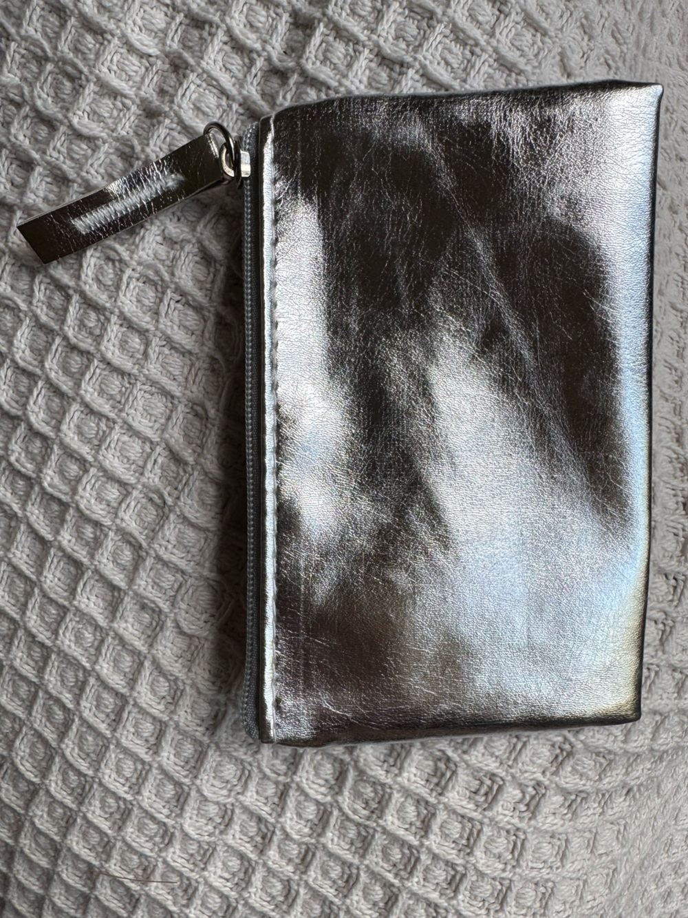 Metallic Silver Zippered Change Purse Pouch NWOT
